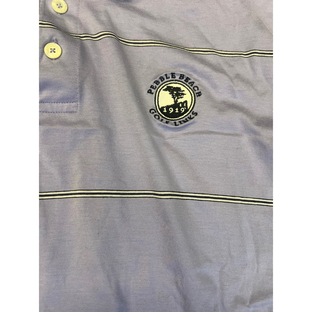 Pebble Beach Golf Links Mens Polo Shirt L Purple Striped Filo di Scozia Italy